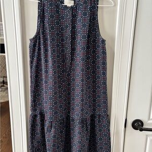 LOFT Navy and Red Geometric Midi Dress